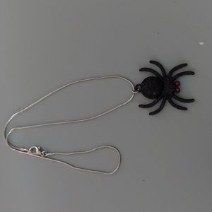 Black Sparkle Spider Necklace